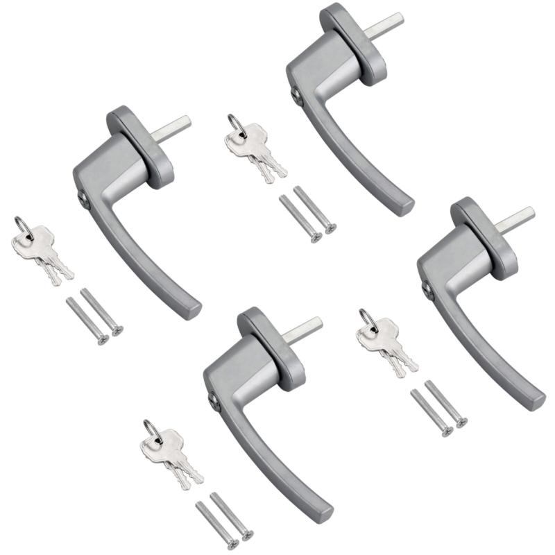 Product Introduction of 4Pcs Window Handle Key Locking Silver Universal Aluminum Double Glazing Fitting 26