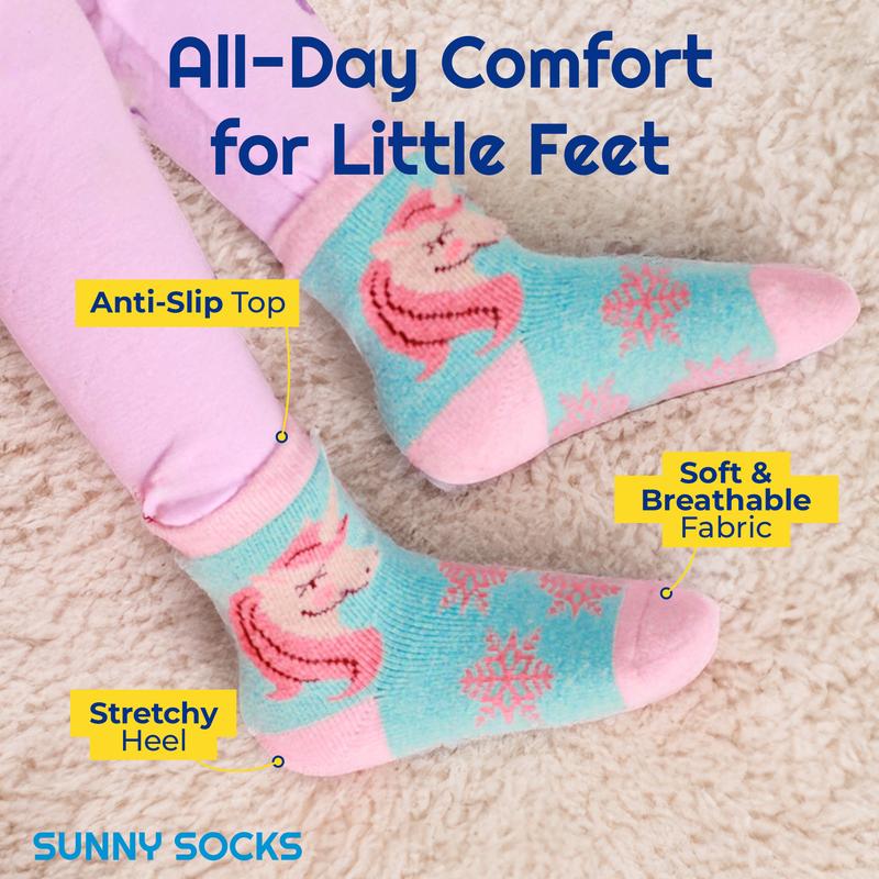 Sunny Socks - 6 Pack Kids Thermal Socks - Unicorn Socks for Girls - Warm, Thick, Cosy Winter Socks - Soft, Comfortable, Fun Design - Wool Socks for Hiking, Walking & Outdoor Activities 4