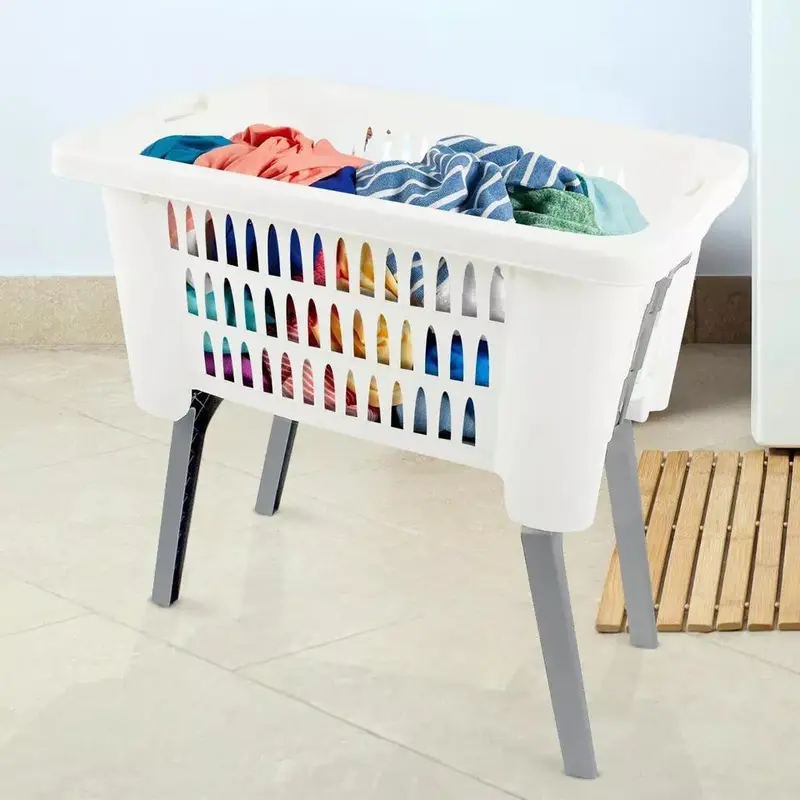 Foldable Legs Laundry Basket, Collapsible Storage, Lightweight, Large Capacity Organiser Pack 3