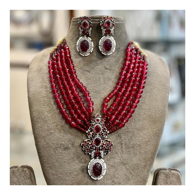 Yumna AD Stone Multi Pearls Fusion Mala Necklace Party Wedding Gift Occasions Asian Jewellery 2