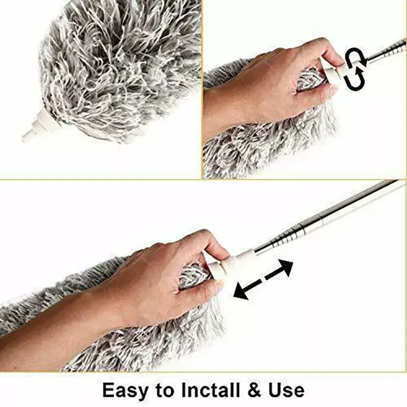 FastnFurious Shop Extendable Feather Duster Long Telescopic Duster Magic Static Brush 280cm extendable duster, telescopic feather duster, long reach cleaning brush, magic static duster, microfiber dusting brush, high ceiling cleaner 6