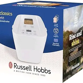 Russell Hobbs Electric Bread Maker, 12 Program Settings, Gluten-Free, 3 Crust Settings, Viewing Window, Auto Keep Warm, 550W - White 5