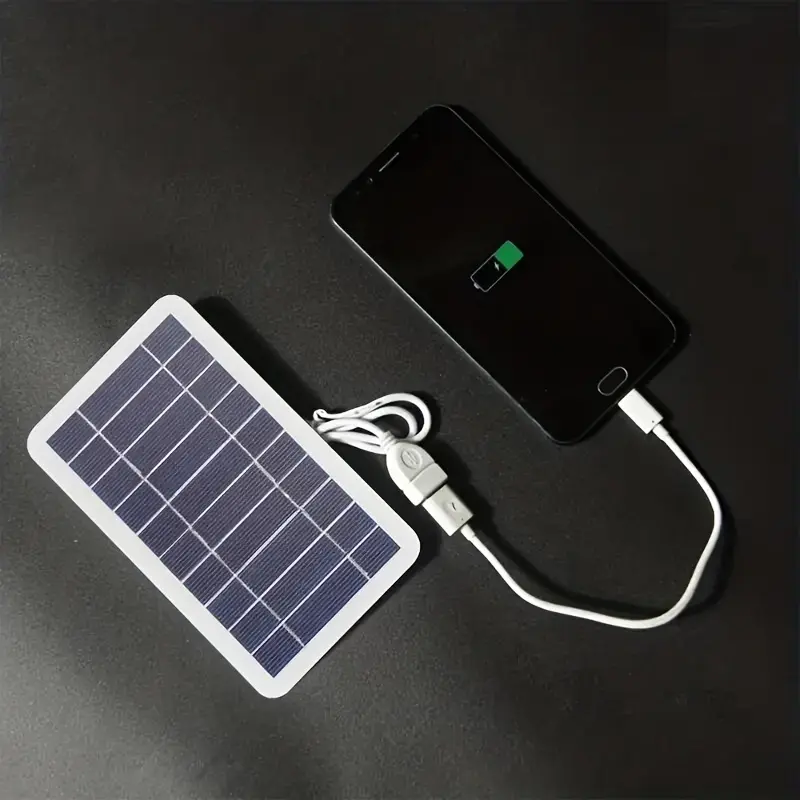 [Popular Choice] Solar Panel Charger with USB Connector Outdoor Solar USB Charger for Outdoor Travel and Camping, Mobile Power Supply, Mobile Phone Charging Library, Flashlight, Fan