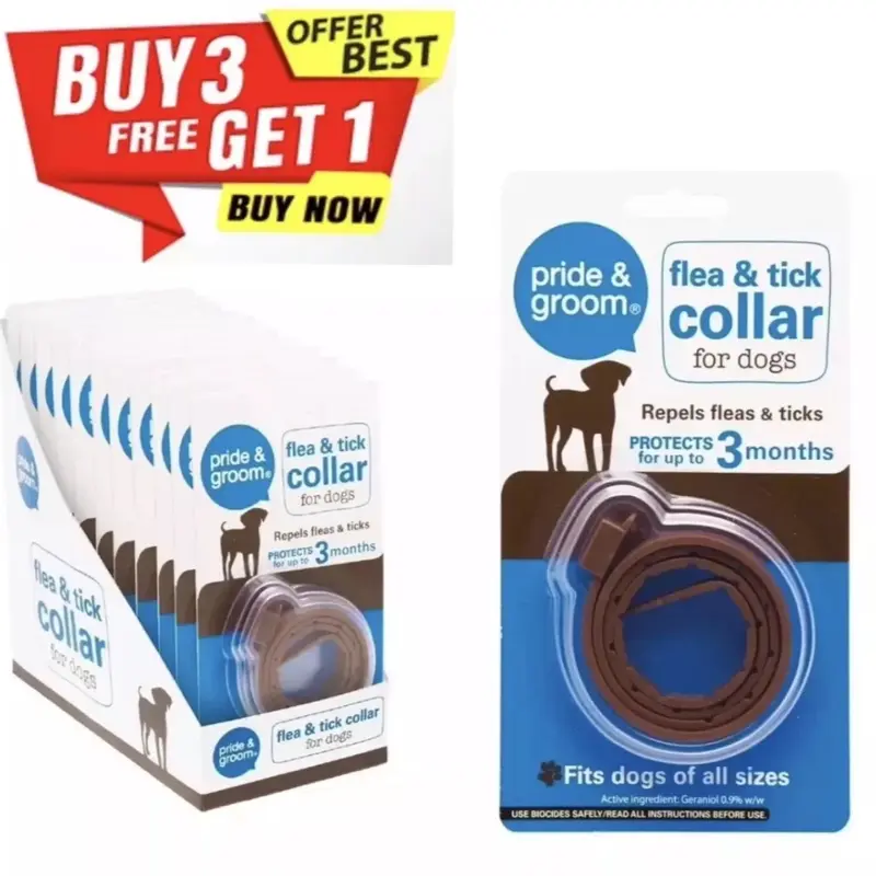 Pride & Groom Flea & Tick Collar - 3 Months Protection - Buy 3 Get 1 Free 1
