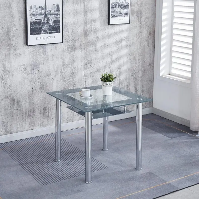 Modernique Compact Tempered Glass Table with 4 Chairs Set Available in Black & Grey 4