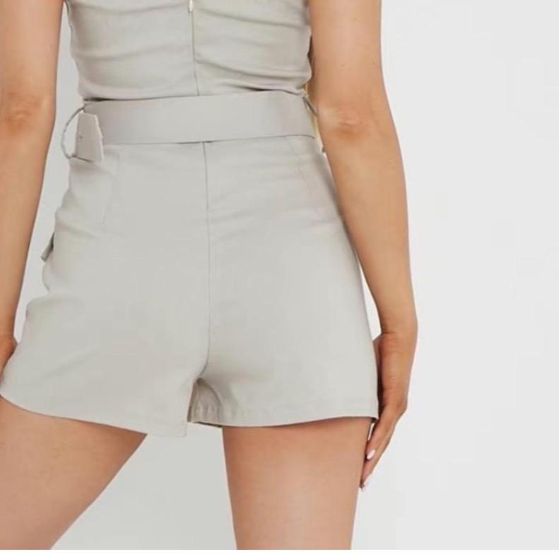Womens Belted Dress  Playsuit Ladies Combat Cargo Pocket Sleeveless Scoop Neck Short Mini Bodycon Party Dress Comfortable Elegant Womenswear v neck plain 4