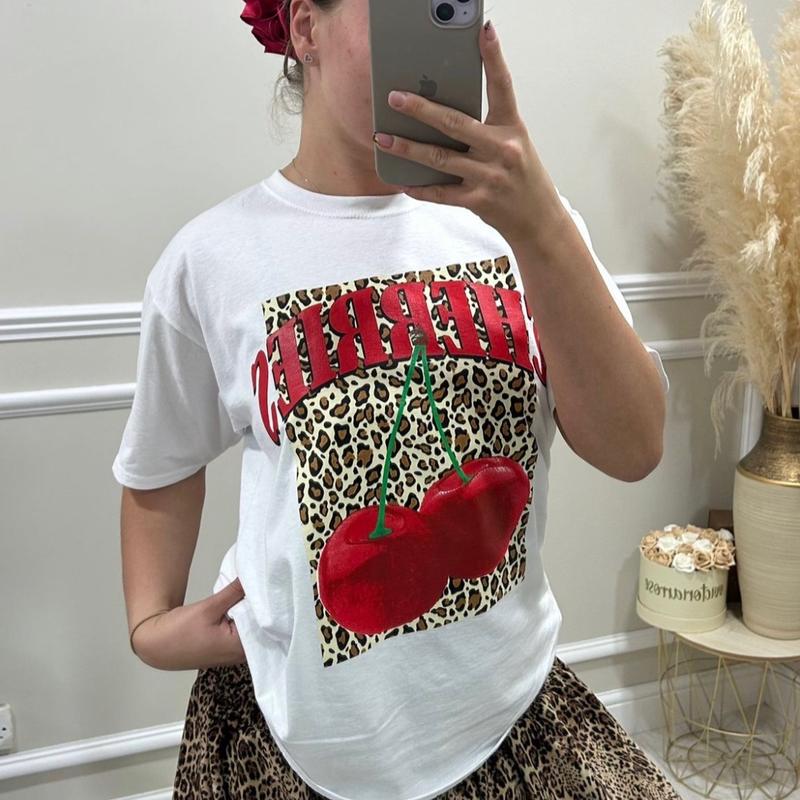 Leopard cherry oversized top  Womenswear Comfortable 2