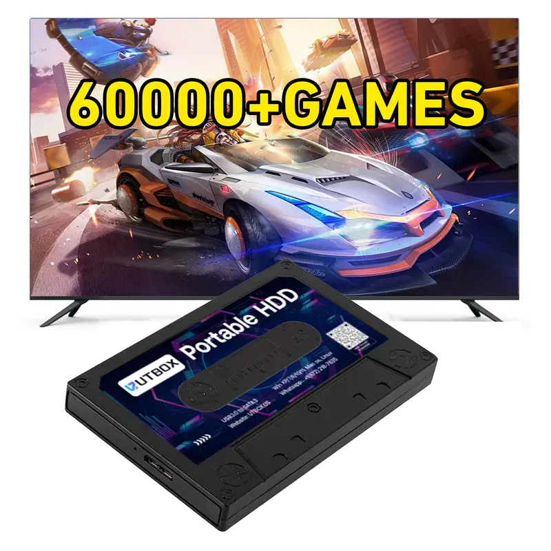 500G Portable External  Hard Drive Disk, Batocera 33 Game System, for Laptop/PC/Windows 1