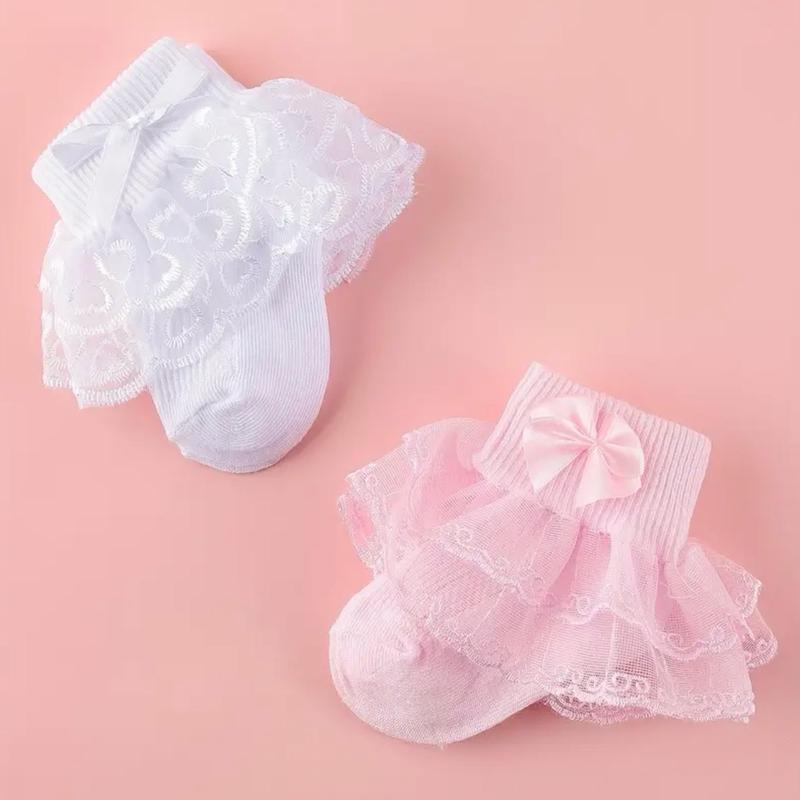Baby girl knit lace trim cotton socks 0-1 year 2