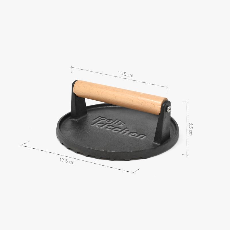 Cast Iron Burger Press - Non-stick Kitchen Meat Steak Utensils Wooden Handles  Set 2