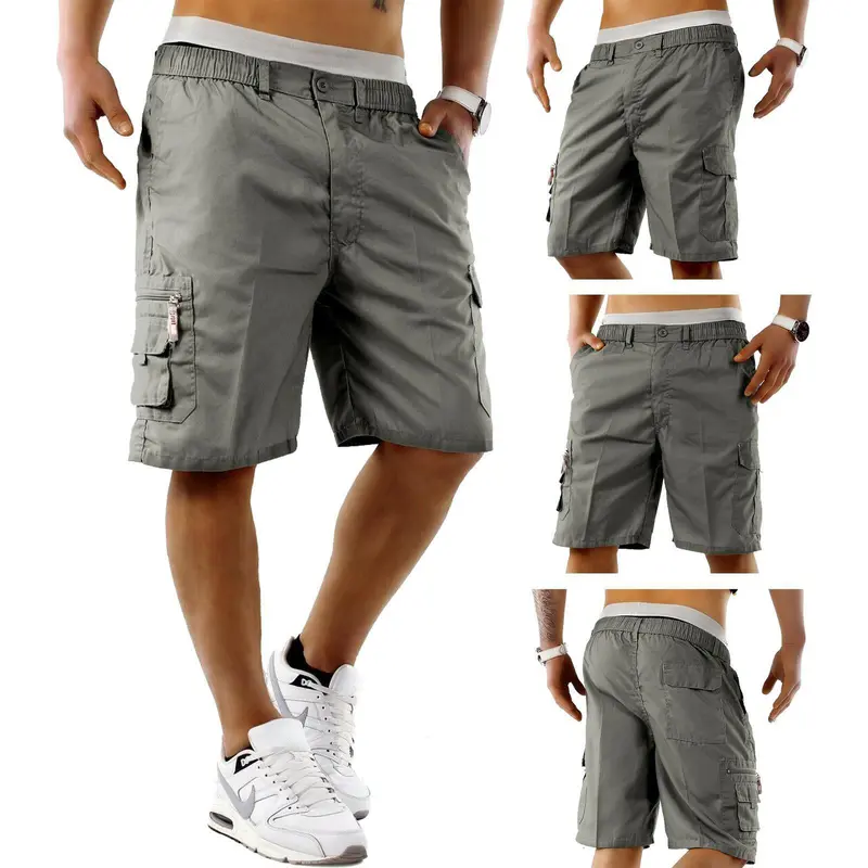 Mens Elasticated Waist Multi Pockets Cargo Shorts Combat Poly Cotton Pants M L XL 2XL 3XL 4XL 5XL 6XL Casual Menswear 3