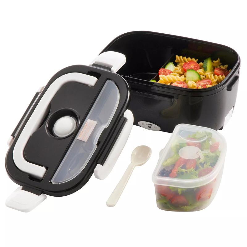Black Electric Heated Lunch Box Portable Food Warmer Lunch Bento Box 40W 1.5L 0