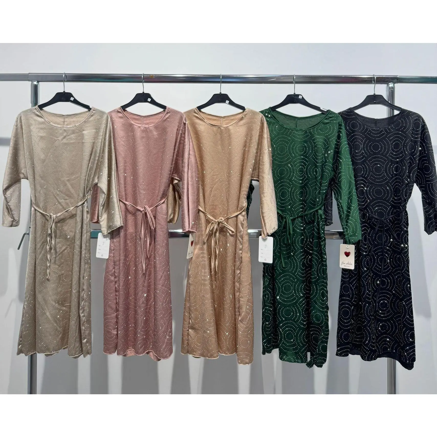 TTC JANNAH Girls Diamante Satin Abaya With Belt