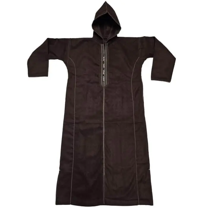 Kids Boys Cashmere Wool Thick Dark Brown Long Sleeve Moroccan Thobe Jubba 7