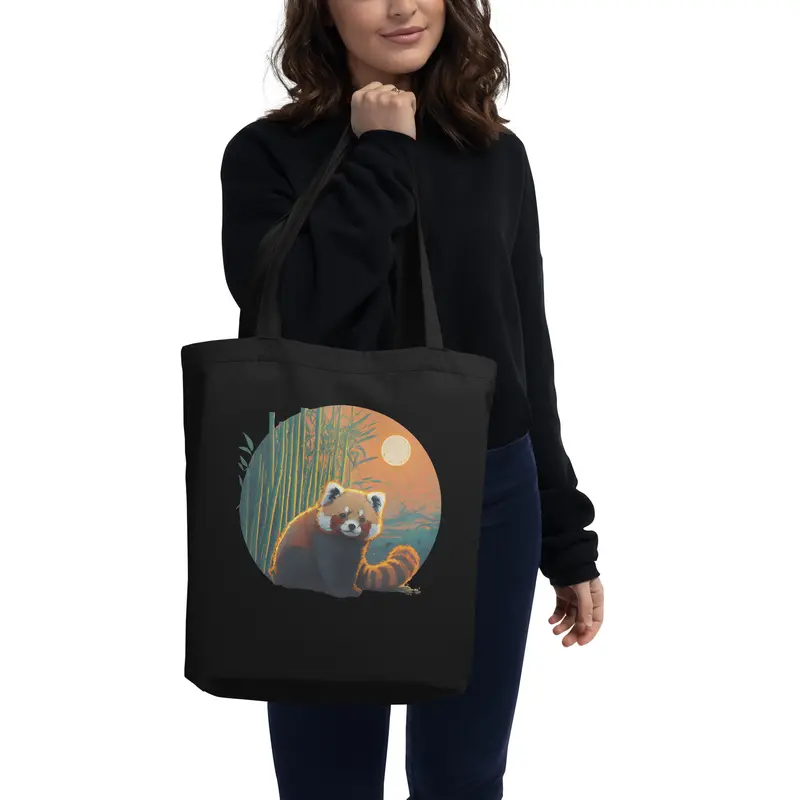 Eco-Friendly Cotton Tote Bag with Adorable Red Panda Design 1