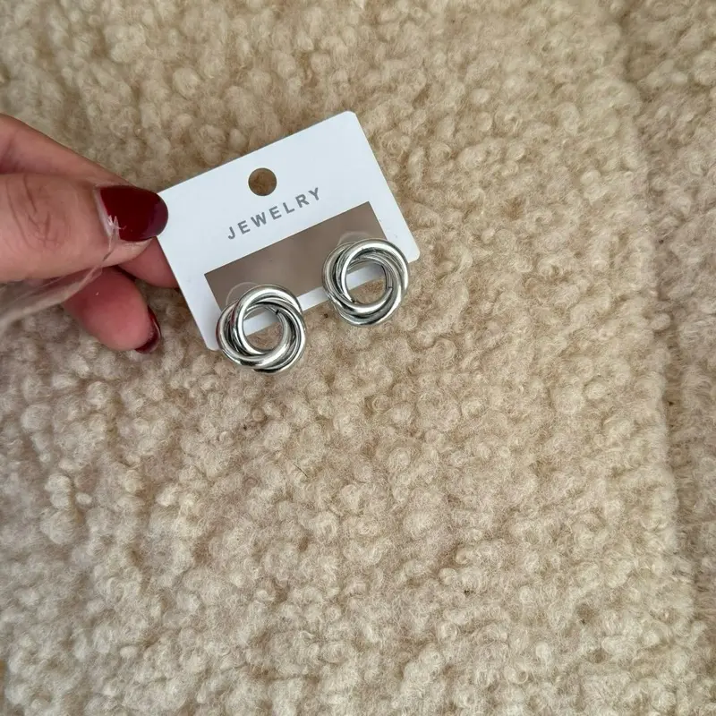 Silver Stainless Steel Twist Earrings