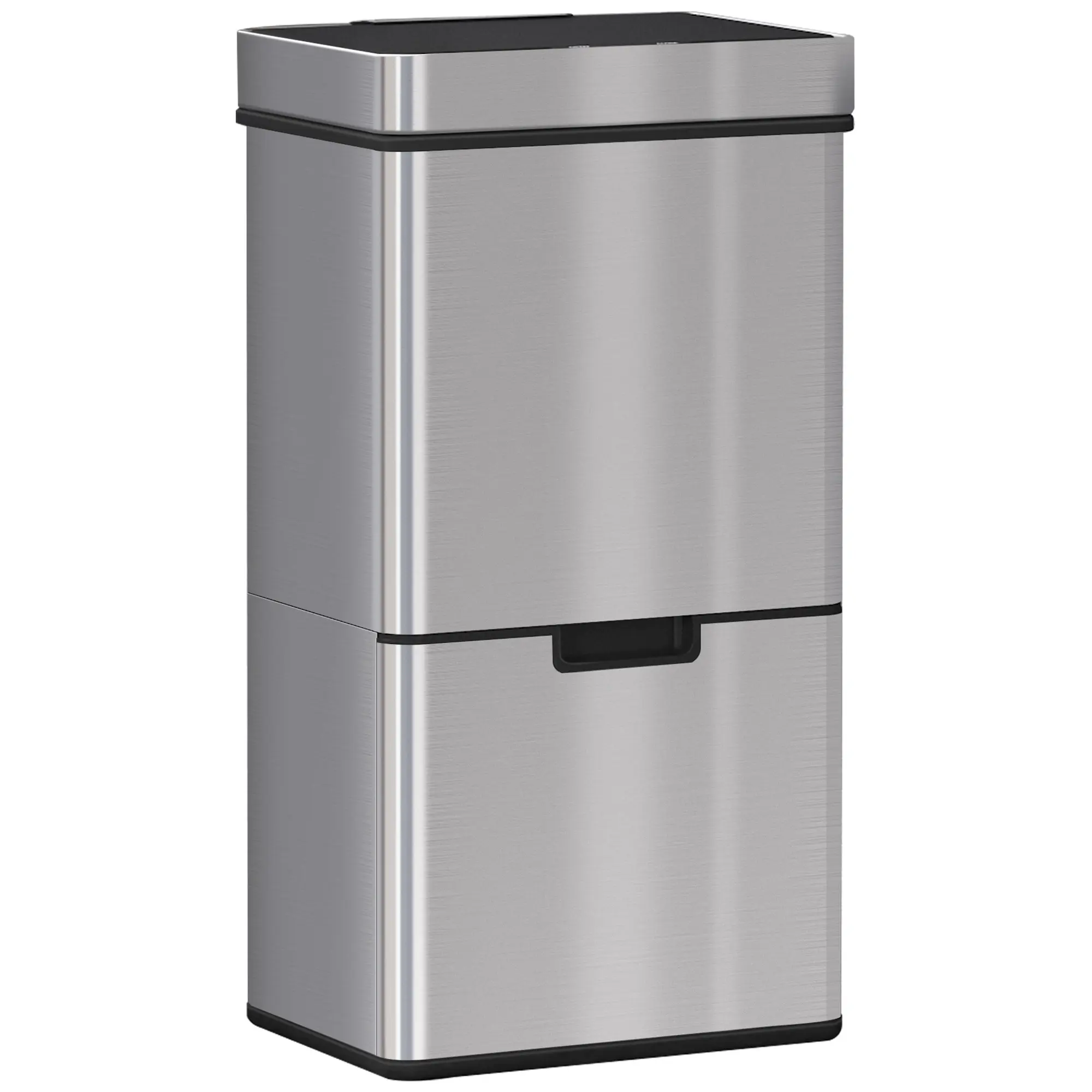 72L Recycling Sensor Bin, Stainless Steel, 3-Compartment Cover Kitchen Bin, Trash Can For Easy Home Recycling