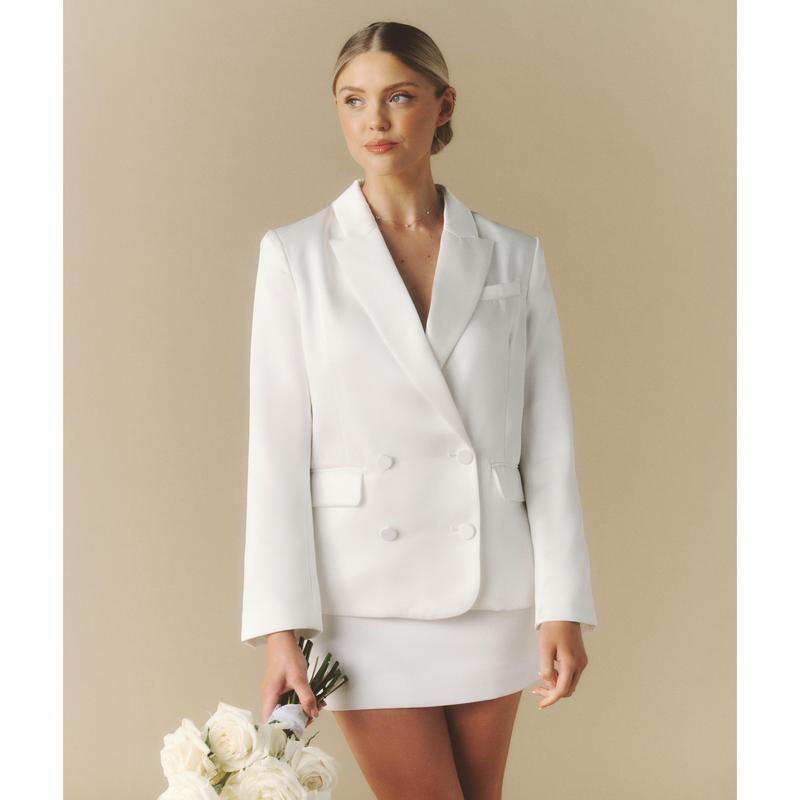 Satin Tailored Jacket - White 4