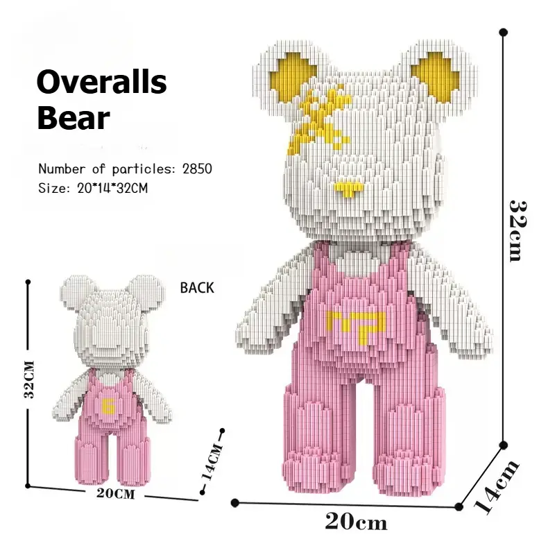 Overalls Bear Building Blocks - 2025 Creative DIY Toy for Kids, Fun Birthday Gift for Boys & Girls, Unique Decoration