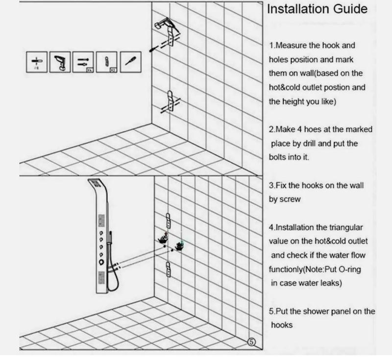 EVOLVE Thermostatic Shower Panel Column Tower 48 Body Jets Waterfall Bath Spout 8