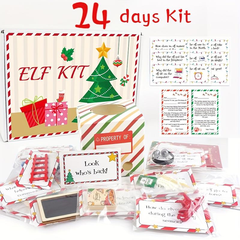 Product Introduction of 24pcs Elf on the Shelf Advent Calendar Kit, Christmas Countdown with Jokes & Surprises, Festive Home Decor, No Feather, Plastic, Battery-Free, Holiday Seasonal Decor 1