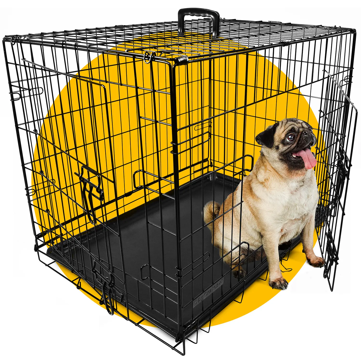 Foldable Dog Crate with Removable Tray - Easy Maintenance, Durable and Convenient Access - Pet Supplies