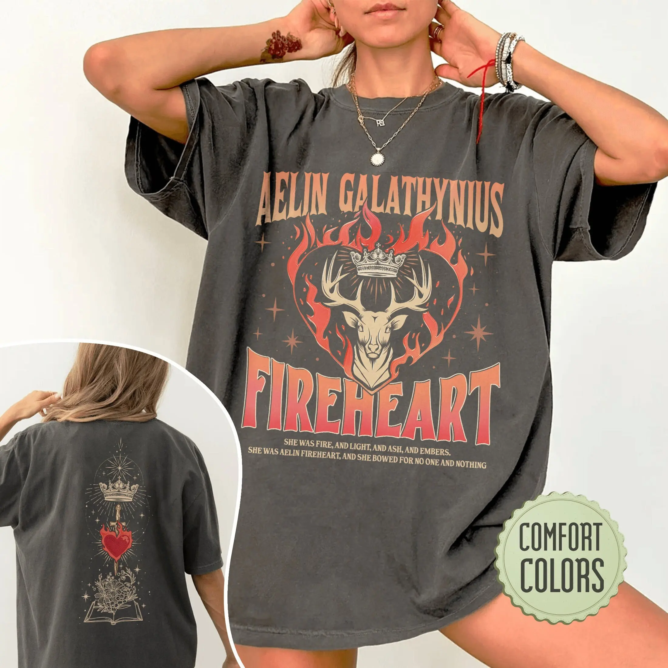 Throne Of Glass Fan Comfort Colors Shirt, Aelin Galathynius Shirts, Fireheart Aelin T Shirt, Kingsflame The Thirteen, Gift For  Book Lover 1624307884 7226