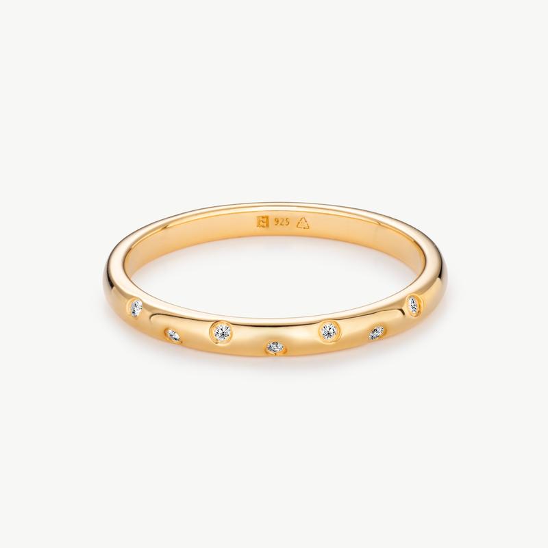 Lab Grown Diamond Sparkle Ring - 7 Brilliant Cut Diamonds D/E/F VVS/VS - Gold Vermeil or Sterling Silver 2