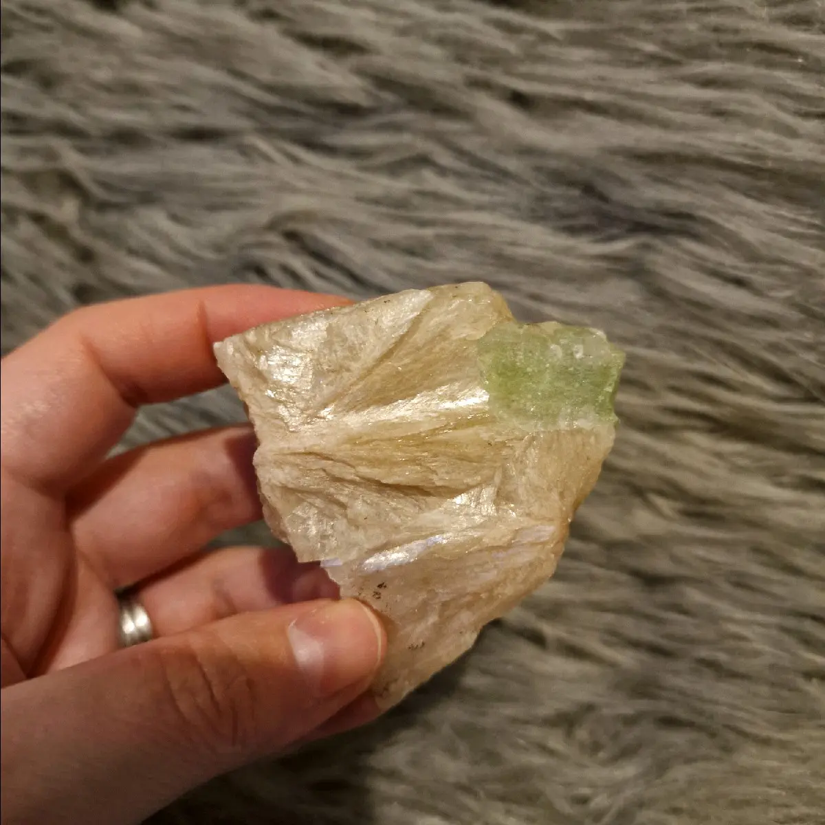 stilbite cluster with green apophyllite