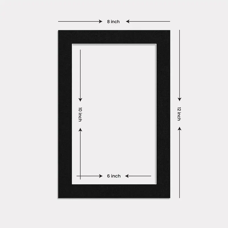 12x8'' Black Picture Mount, Black Mounts for Photo, 12x8'' Mounts to Fit Picture 10x6'' image Size Photo, Black Mount Card Picture Frame, Mats for Display Artwork or Paintings for Decor, Alison Kingsgate 0