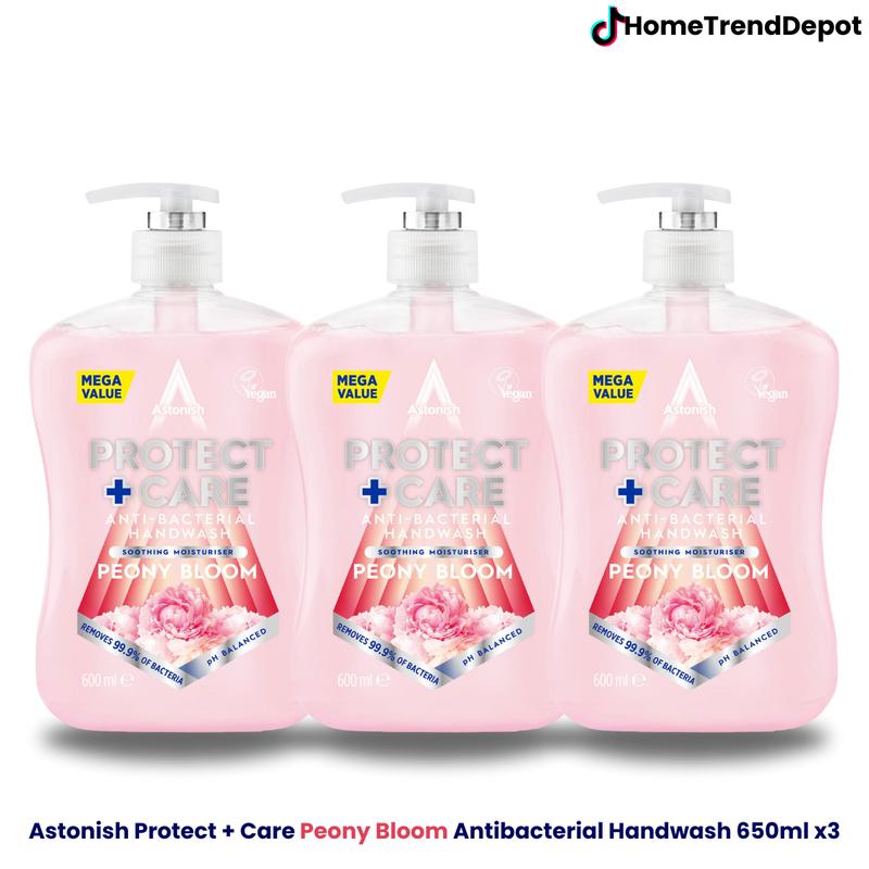 Astonish Protect Plus Care Antibacterial Handwash Peony Bloom Removes Bacteria Balanced pH for Skin Health Gentle on Hands Fragrance Vegan Comfort Raspberry Ripple Scent 6