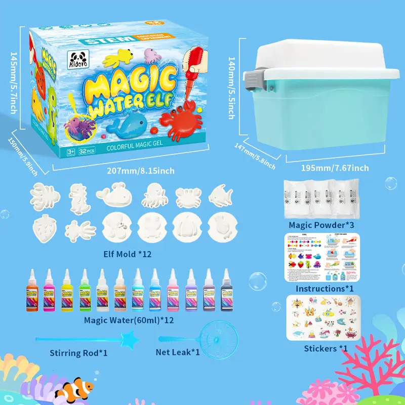 Kit Jouet Magic Water Elf - Poudre à Gel, Moules, Pour Créer Des Squishies Dinosaures - 2