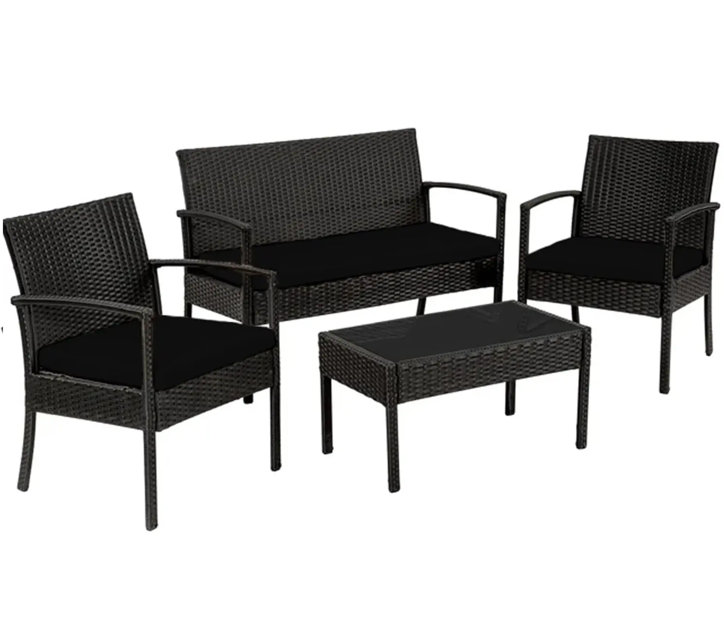 3 Pic Replacement Rattan Furniture Seat Cushion Set Waterproof Outdoor Garden Rattan Sofa Comfy Cushions Patio Padding Lightweight and Durable outdoor seating