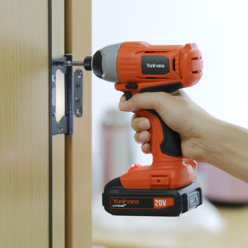 Product Introduction of Rechargeable Impact Driver 20V, Yunirvana Variable Speed (0-2800RPM) Cordless Impact Driver with 6Pcs Screwdriver bits,1.3Ah Battery and Charger，Suitable for Tightening Screws 6