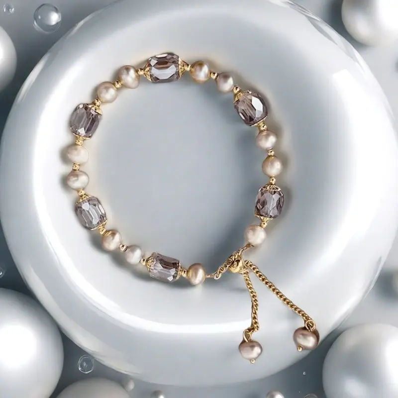 Natural Baroque Freshwater Pearl Bracelet - Handmade Crystal Beaded Friendship Jewelry