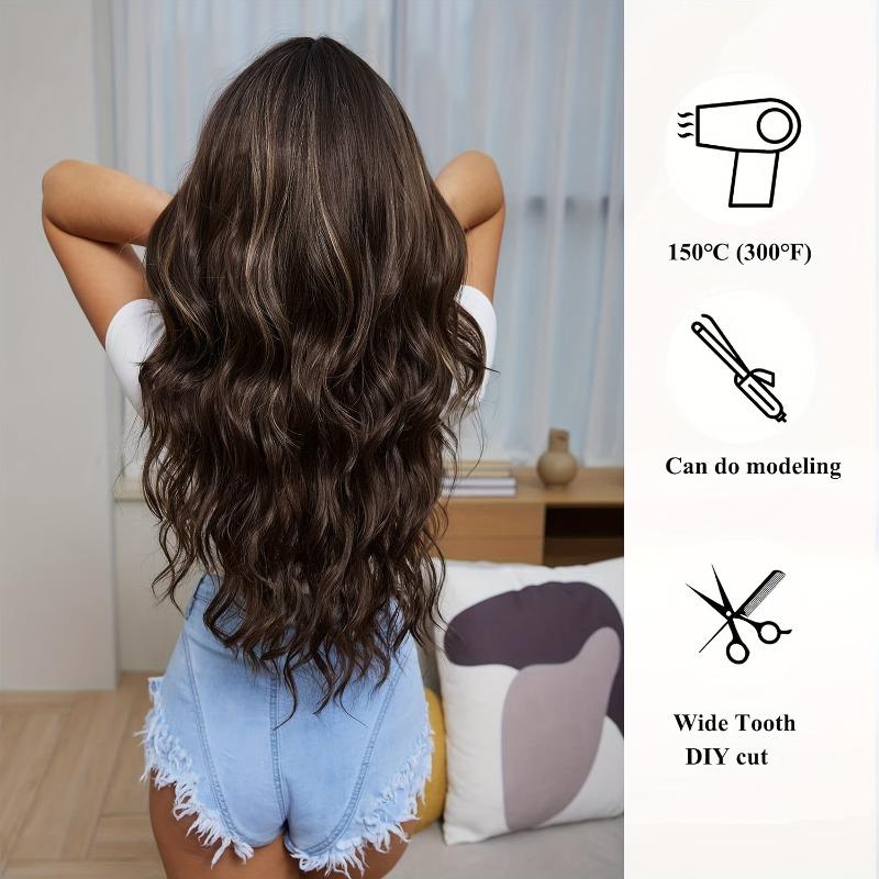 Highlight Long Curly Wavy Wig Synthetic Wig Beginners Friendly Heat Resistant Elegant For Daily Use Wigs For Women 1