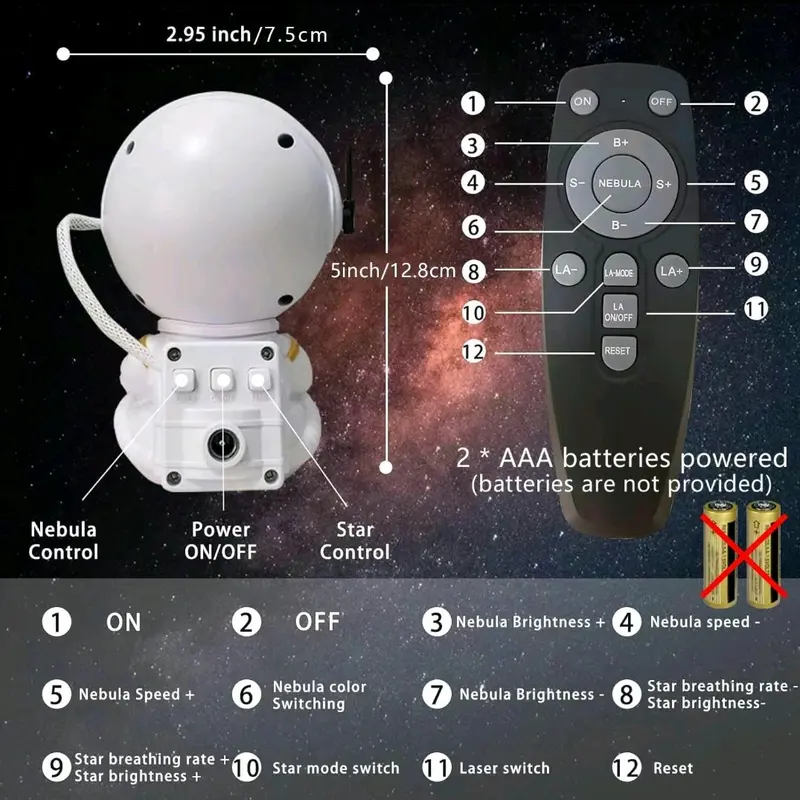 Astronaut Galaxy Projector Light with Remote for Kids and Adults - Starry Night Projector, Astronaut Projector, Christmas gift lights, Gift for Kids, Spaceman Projector 1