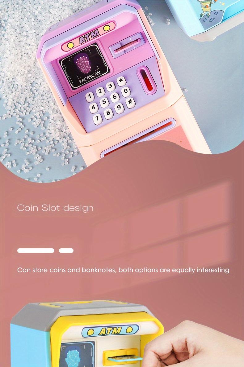 Product Introduction of New Simulated Human Face Recognition ATM Machine Piggy Bank, Children's Multi-functional Music Automatic Money Roll Password Box Intelligent Voice Tips Savings Bank Toys 7