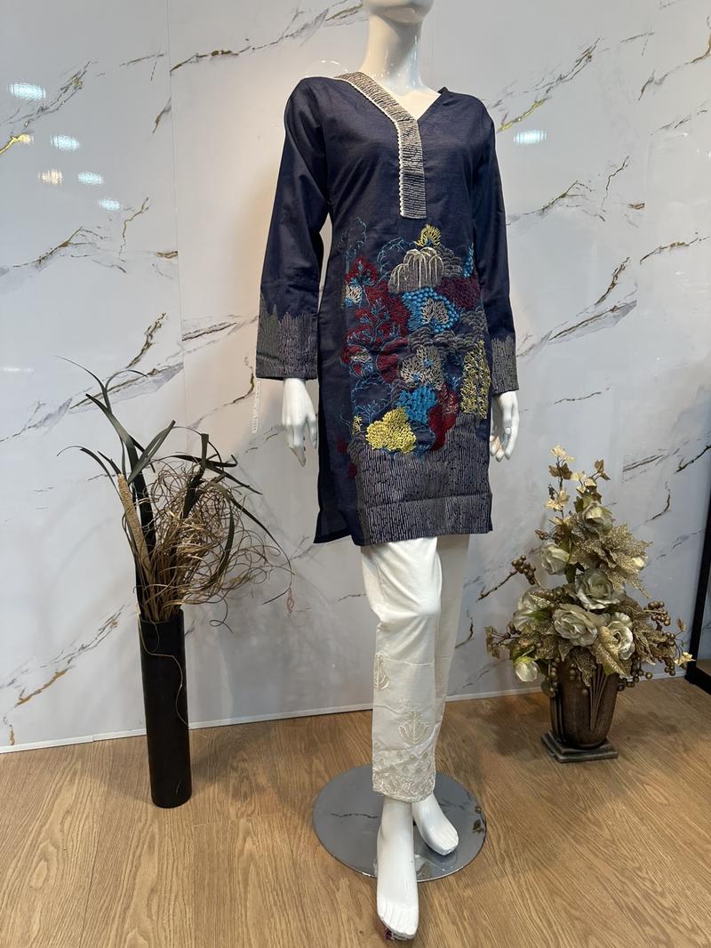 Product Introduction of Menaal’s Women’s Denium winter Embroidered kurta 8