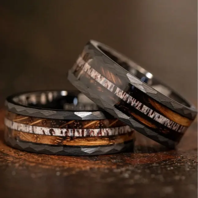 Black Hammer Tungsten Carbide Ring, Men's Ring, Black Ring Comfortable Fit 8mm