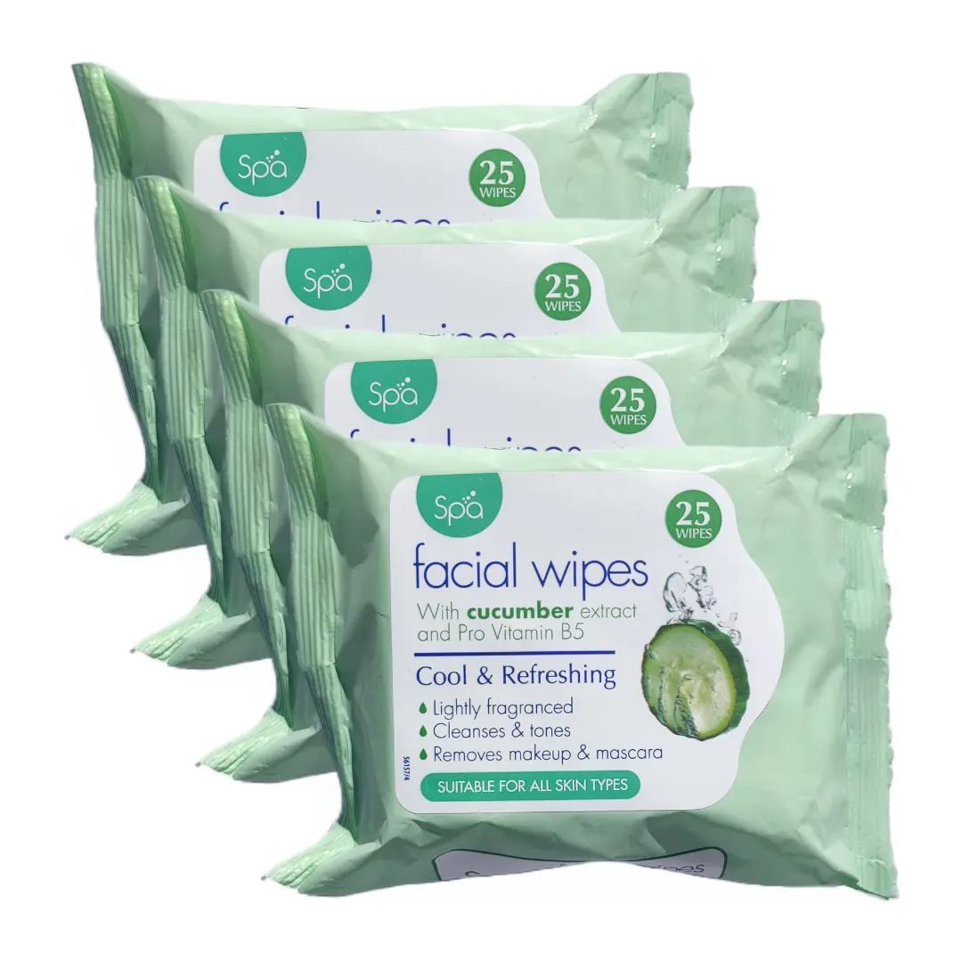SPA Cucumber Facial Wipes Makeup Remover Radiant Skin Cleanse Purify Revitalising 25 Wipes Per Pack Daily Gentle Cleanser Cleansing Cosmetic
