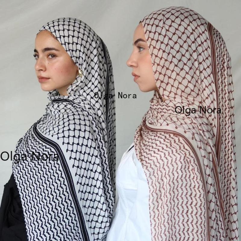 Olga Nora ON1180ON Chic Islamic Chiffon Hijab with Lattice Design square  hijab 3