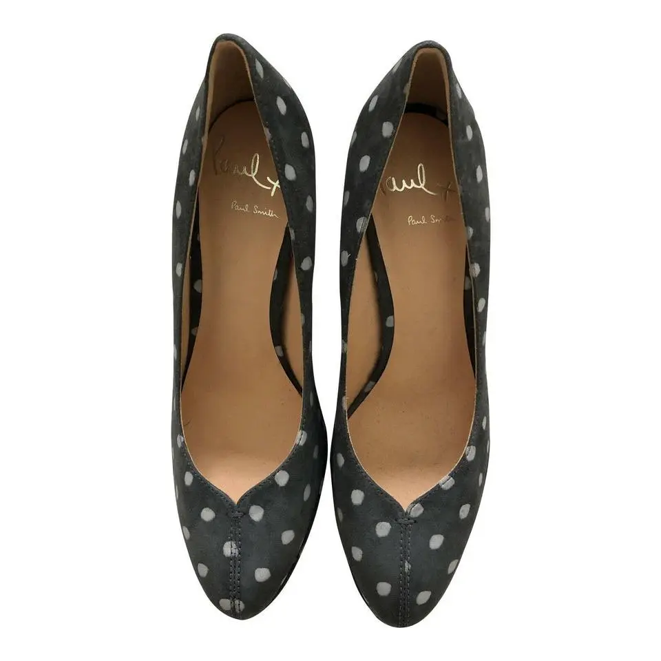 Pre Owned Paul Smith Shoes wedge with Grey Suede polka Upper