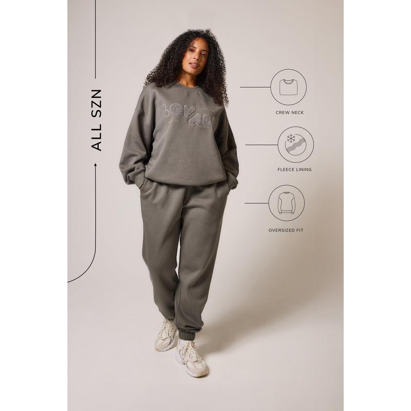 Lovall ALL SZN Organic Oversized Sweatshirt Style 2 - Slate Green | Standard and Plus Sizes Available 2