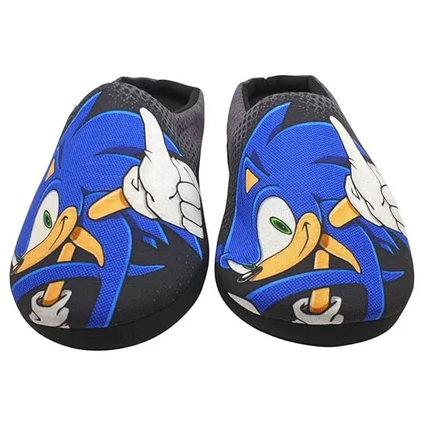 Sonic The Hedgehog, Mens / Older Boys Slippers Black / Blue Size 7-12 UK