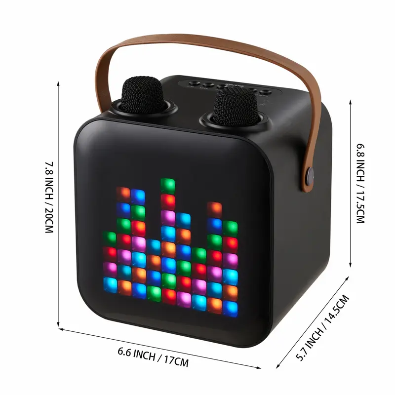 Lifeideas Portable Wireless bluetooth 5.0 RGB Light Karaoke Speaker With 2 Microphones Audio Smartphone 8