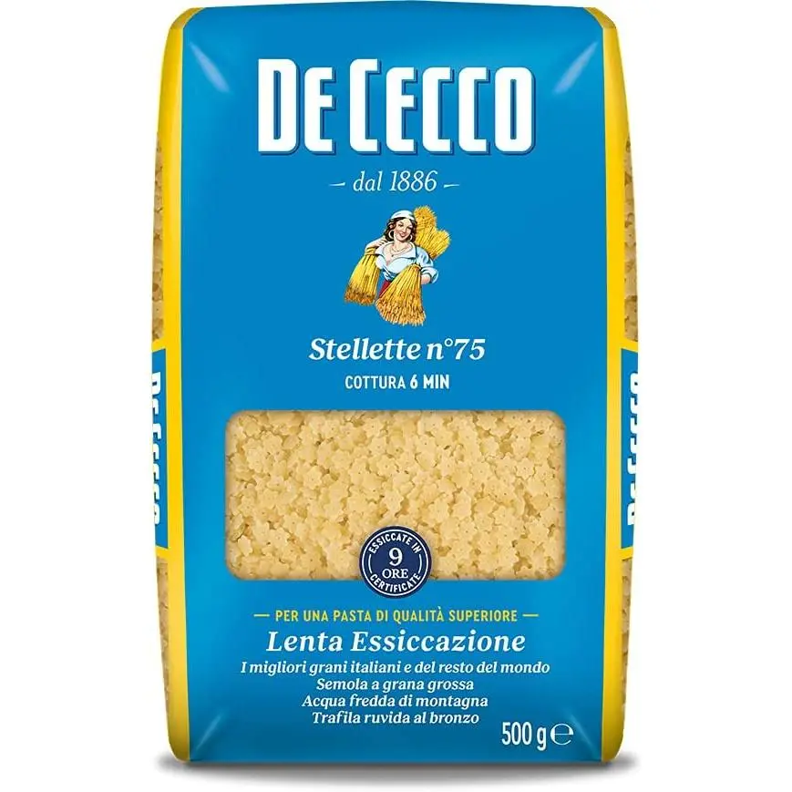 De Cecco Stellette Pasta N75 500g - Authentic Italian Small Star-Shaped Pasta for Nutritious, Tasty Meals