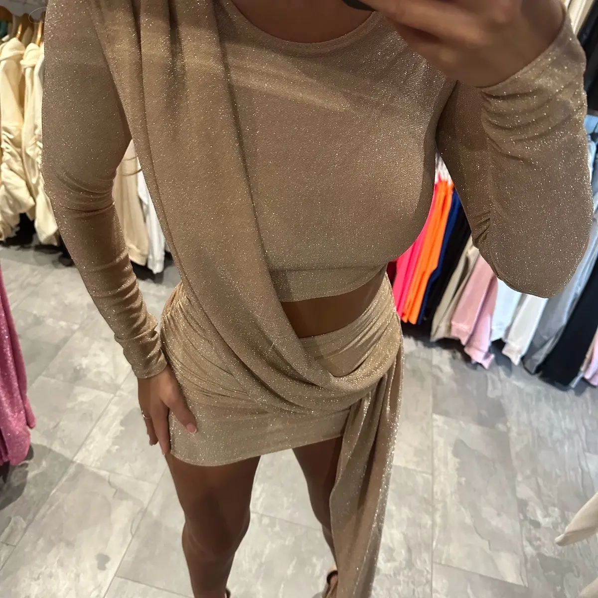 Glitter Drape Dress - 8 Colours Available