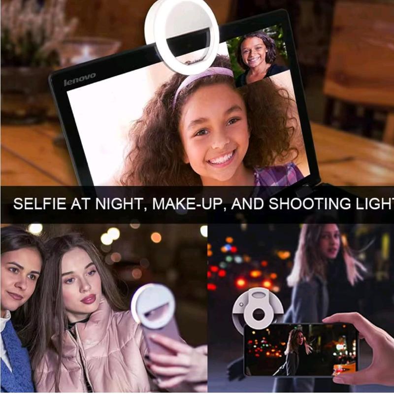 Selfie Light for Phone, Ring Light for Phone [Rechargeable] with 3 Brightness Levels & 30 LEDs, Dimmable Phone Selfie Ring Light for Phone, Tablet, Laptop, Zoom Meeting, Makeup, Video Accessories Adjustable Clip Portable Compact Cellphone Smartphone 3