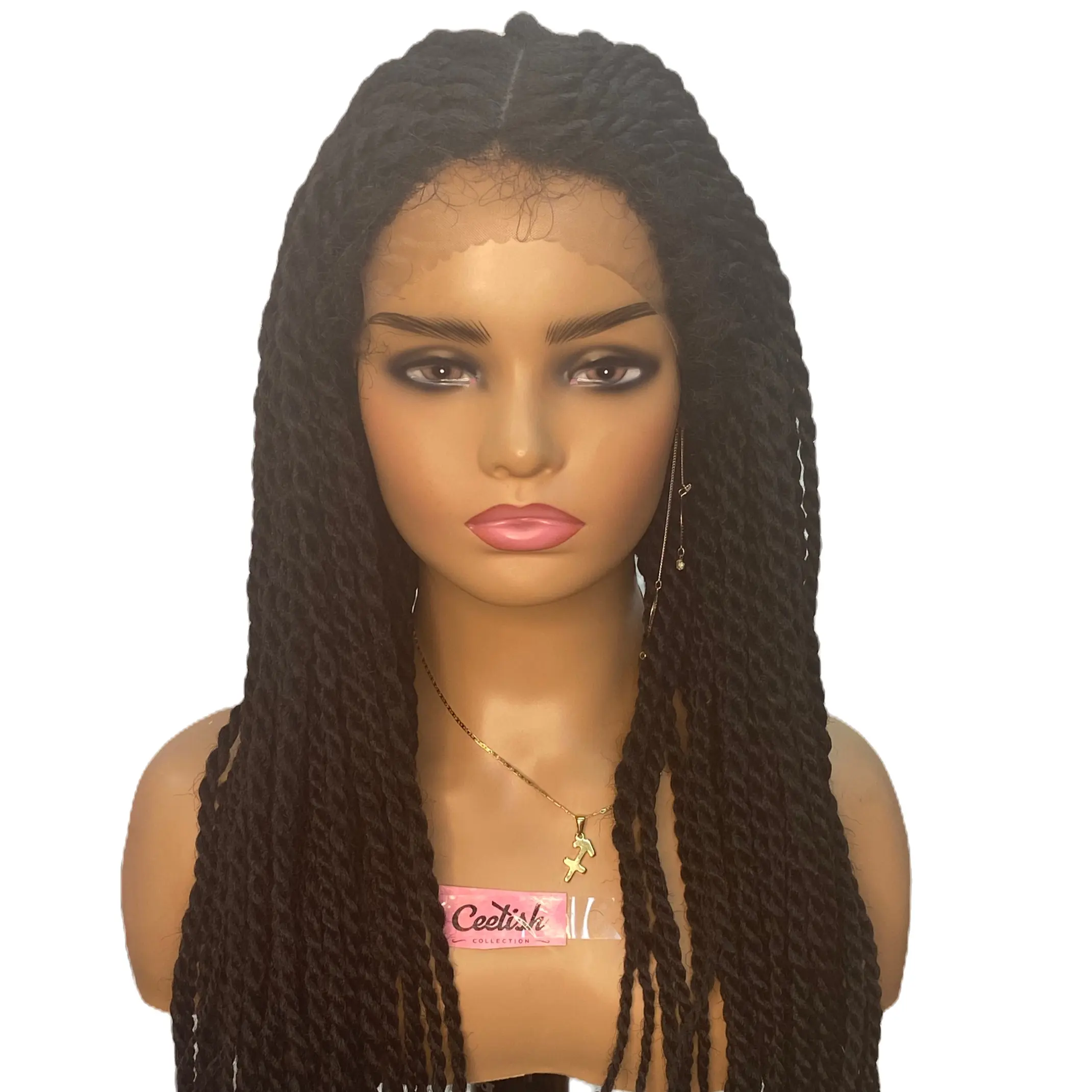 24" Rope twists lacefront synthetic wig colour 1B(TZ-536)